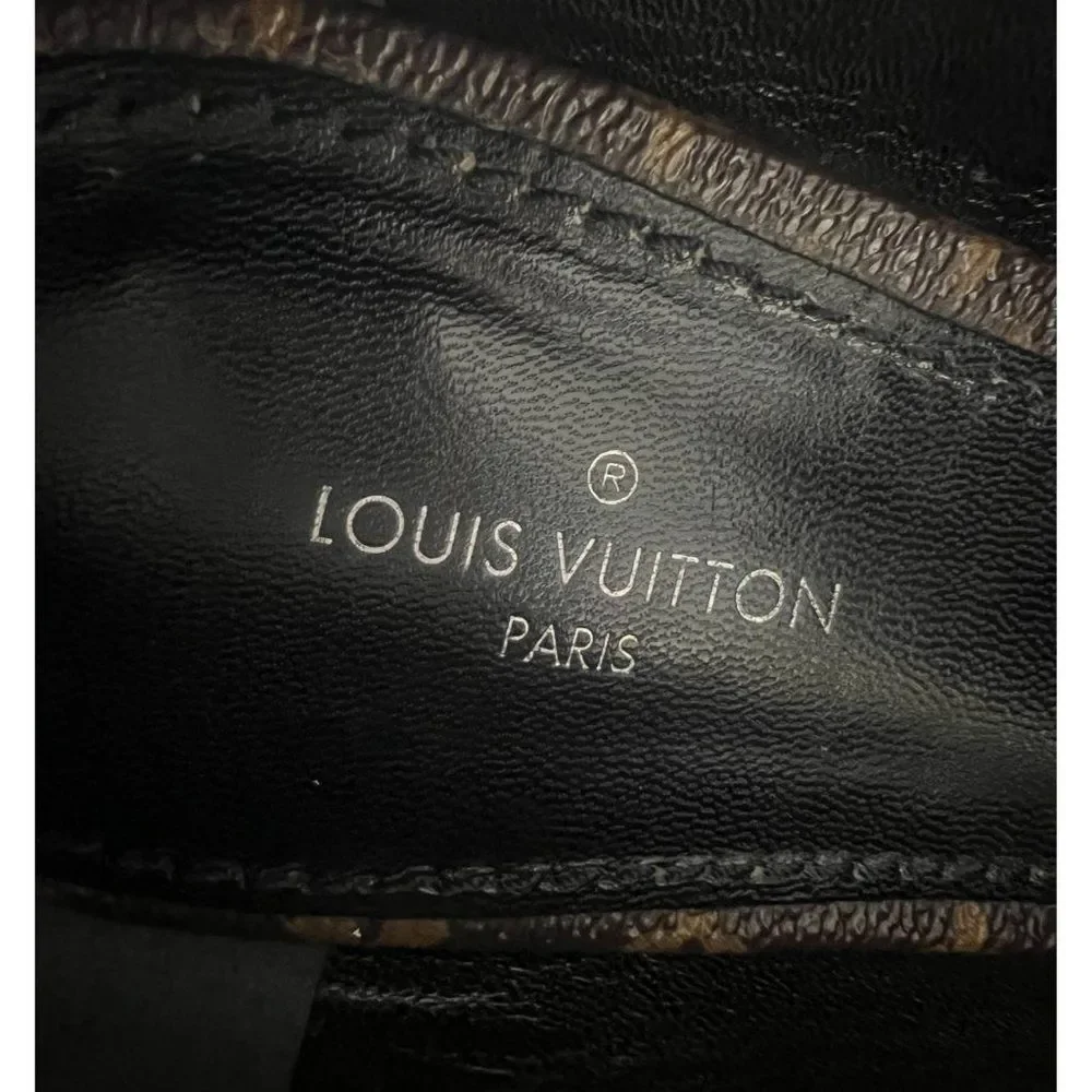 Authentic LOUIS VUITTON Women's Black LV Logo Upper Case Loafers Size EU…